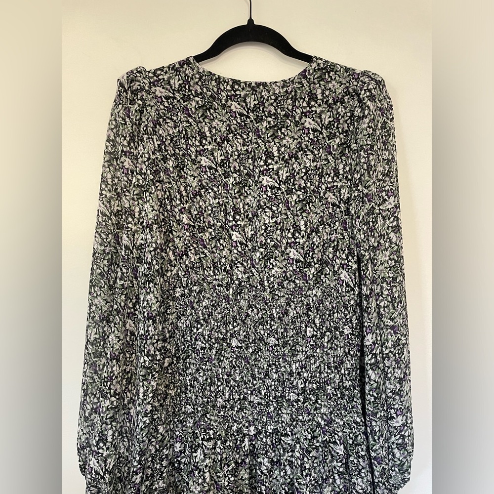 ASTR The Label Long Sleeve Asymmetrical Tiered Ruffle Floral Midi Dress, MEDIUM - Picture 8 of 13